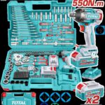 PISTOLA IMPACTO INALAMBRICA 1/2 20V 550 NM INCLUYE 2 BATERIAS 1 CARGADOR + 172 ACCESORIOS INSDUSTRIAL SUPER TOTAL (UTHKTHP41728)