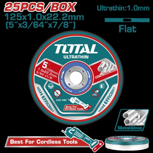 DISCO CORTE METAL/ACERO INOXIDABLE 5" JUEGO X 25 PCS TOTAL  (TAC21012525)