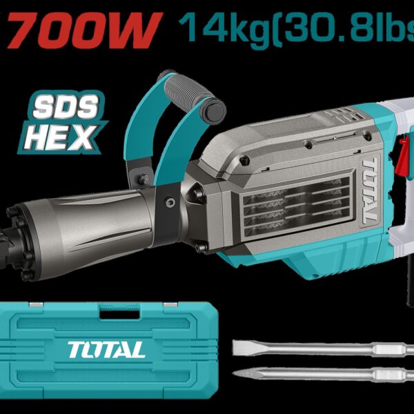 DEMOLEDOR SDS HEX 1700W 60 JOULES  INCLUYE DOS CINCELES CAJA PLASTICA INDUSTRIAL SUPER TOTAL (UTH217088)