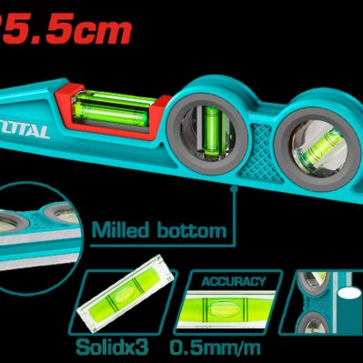 NIVEL DE 225MM ALTA RESISTENCIA ALUMINIO CUERPO CONICO INDUSTRIAL SUPER TOTAL (TMT921306)