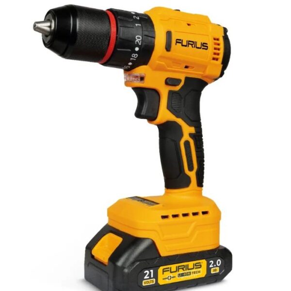 TALADRO INALAMBRICO PERCUTOR BRUSHLESS 1/2" 45NM INCLUYE BATERIA 21V 2.0AH Y CARGADOR FURIUS (FBD2149K)