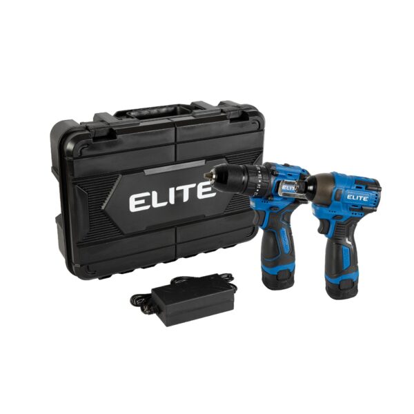 COMBO ELITE TALADRO PERCUTOR INALAMBRICO 1/2 16V 40NM + ATORNILLADOR DE IMPACTO 1/4 120NM SIN ESCOBILLAS INCLUYE 2 BATERIAS 2AH + CARGADOR (KITX161B)