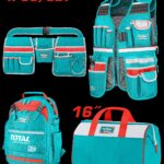 JUEGO DE PORTA HERRAMIENTA X 4 PZS (CHALECO + MALETIN + BOLSO + PORTA HERRAMIENTA) SUPER TOTAL (TOS230912)