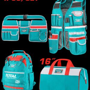 Juego de Porta Herramienta x 4 Pzs (Chaleco + Maletin + Bolso + Porta Herramienta) Super Total (TOS230912)