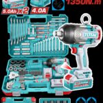 PISTOLA IMPACTO INALAMBRICA 3/4 20V 1350 NM INCLUYE 2 BATERIAS 1 CARGADOR + 132 ACCESORIOS INSDUSTRIAL SUPER TOTAL (UTHKTHP41383)