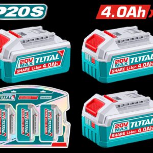 Kit de 3 Baterias 20V 4.0AH Industrial Ion Lithium Industrial Super Total (TOSLI251296)