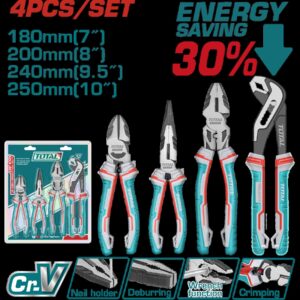 Juego de Alicate  x 4 Piezas Cromo Vanadium Industrial Super Total (THT2K0498)