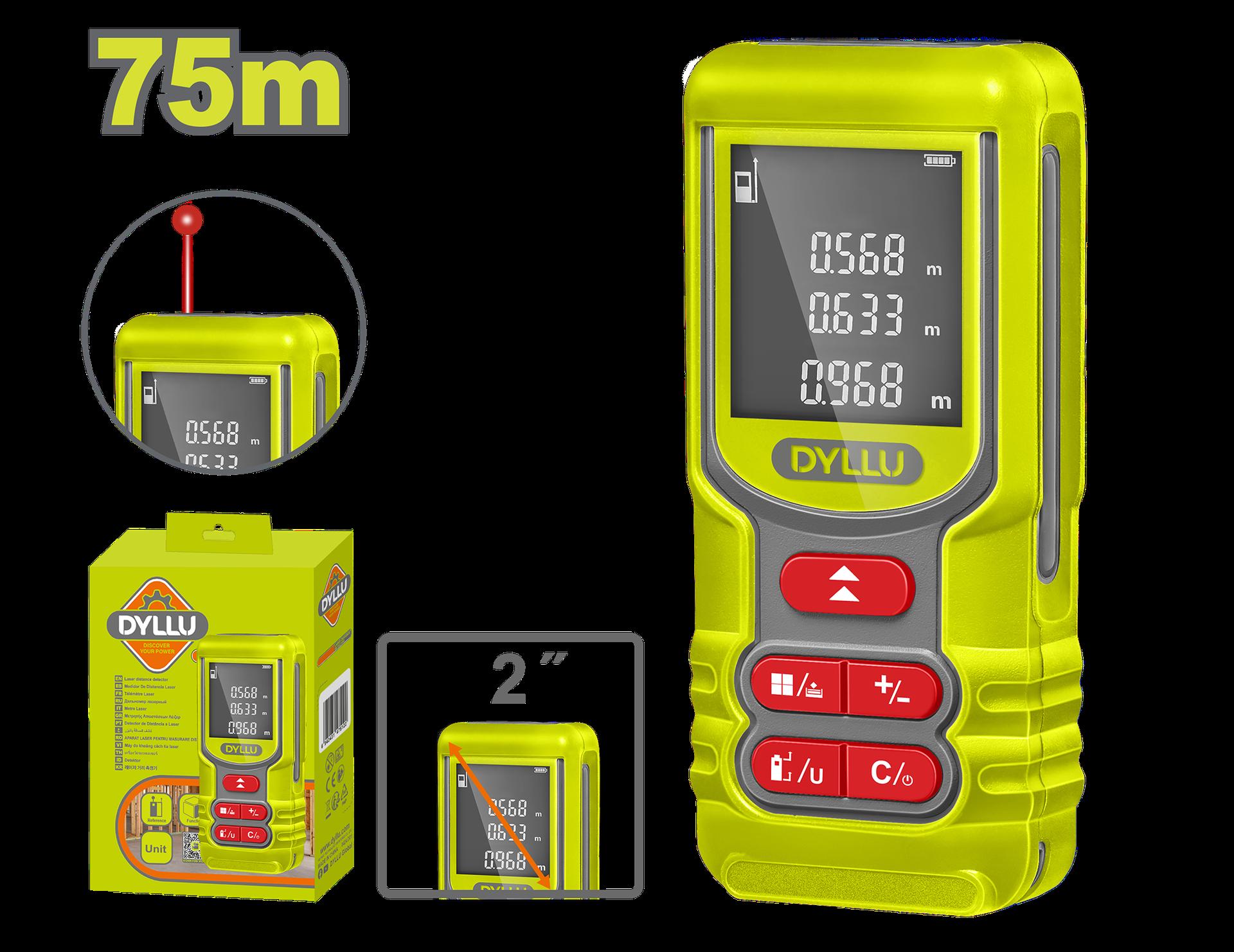 MEDIDOR DE DISTANCIA LASER 75M LUZ VERDE DYLLU (DTDL15167)