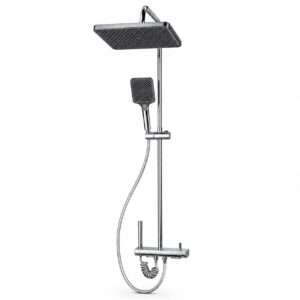 JUEGO DE DUCHA CUADRADA + DUCHA TELEFONO + SOPORTE CROMADA UDUKE (HT4002)