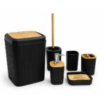 SET DE ACCESORIOS PARA BAÑO X 6 PZS NEGRO (HT4315)