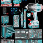 Caja Herramientas con 296 Accesorios Industrial Total + Pistola Impacto Inalambrica 3/4" 1350 Nm + 2 Baterias 5.0AH + Cargador (UTHPTCS82962)
