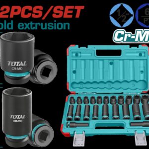 Copas de Impacto 1/2 Industrial Largo 40 MM Juego x 22PZS 10 - 24 MM Total (THKISD12221L)