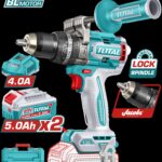 TALADRO INALAMBRICO PERCUTOR 1/2" 136NM 20V CAJA PLASTICA INCLUYE 2 BATERIAS 20V 5.0AH, 1 CARGADOR INDUSTRIAL SUPER TOTAL (UTIDLI201368)