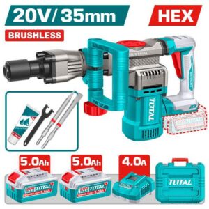 Demoledor Sds Hex Inalambrico 20V 16J Inclye  2 Baterias 5.0AH, 1 Cargador  y Accesorios Industrial Super Total (UTDBLI203582)
