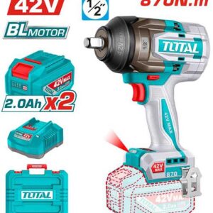 Pistola Impacto Inalambrica 1/2" 42V 870NM Caja Plastica Incluye 2 Bateria 2.0AH , 1 Cargador Industrial Super Total (UTIWLI42862)