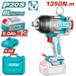 PISTOLA IMPACTO INALAMBRICA 3/4" 20V 1350NM INCLUYE 2 BATERIAS 5.0AH 1 CARGADOR  INDUSTRIAL SUPER TOTAL (UTIWLI201356)