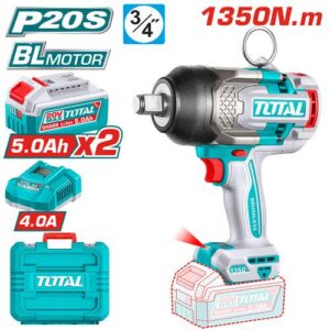 Pistola Impacto Inalambrica 3/4" 20V 1350NM Incluye 2 Baterias 5.0AH 1 Cargador  Industrial Super Total (UTIWLI201356)