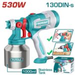 Pistola Pintar Electrica 1000ML 530W Incluye Aguja de Limpieza y Dos Boquillas Vaso Metalico Industrial Super Total (UTT45061)
