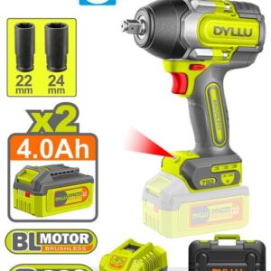 Pistola Impacto Inalambrica 1/2 20V 780NM Incluye 2 Baterias 4.0AH 1 Cargador y Accesorios Dyllu (UDTCD1B785)
