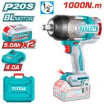 PISTOLA IMPACTO INALAMBRICA 1/2" 20V 1000NM INCLUYE 2 BATERIAS 5.0AH 1 CARGADOR  INDUSTRIAL SUPER TOTAL (UTIWLI20100)