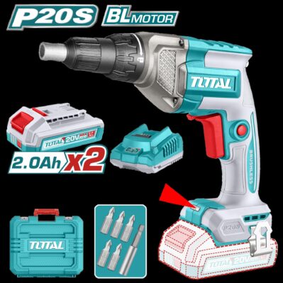 ATORNILLADOR DRYWALL 1/4" 20V INCLUYE 2 BATERIAS 2.0AH ,CARGADOR Y ACCESORIOS INDUSTRIAL TOTAL (UTDSLI204282)