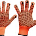 GUANTE LLUVIA 2 CARAS GRANDE NARANJA (PUNTOS NEGROS)