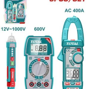 KIT MEDIDOR DE CORRIENTE DIGITAL INCLUYE PROBADOR - TESTER - PINZA INDUSTRIAL  SUPER  TOTAL (TMT23069)