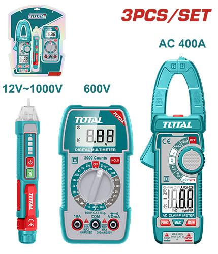 KIT MEDIDOR DE CORRIENTE DIGITAL INCLUYE PROBADOR - TESTER - PINZA INDUSTRIAL SUPER TOTAL (TMT23069)