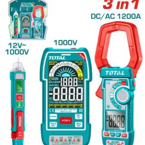 KIT MEDIDOR DE CORRIENTE DIGITAL INCLUYE PROBADOR - TESTER - PINZA SUPER  TOTAL (TOS24069)