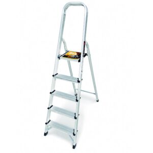 ESCALERA DE ALUMINIO 4 PELDANOS CAP 150 KILOS CON PLATAFORMA 148 CMS  VHARBOR (HT4404)