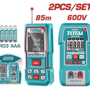Medidor de Distancia Laser 85MTS + Tester Digital 600V 4000 Conteos Rms Industrial (TMT260523)