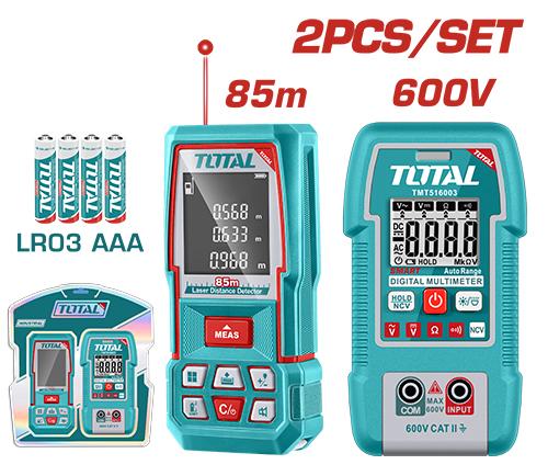 Medidor de Distancia Laser 85MTS + Tester Digital 600V 4000 Conteos Rms Industrial (TMT260523)