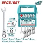 LLAVE MIXTA CON RACHE FLEXIBLE 8 - 19 MM JUEGO X 8 PZS  INDUSTRIAL TOTAL (THT103RK586)