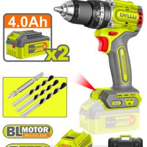 Taladro Inalambrico Percutor 1/2" 92 Nm 20V Caja Plastica Incluye 2 Baterias 20V (4.0AH), 1 Cargador y Accesorios Dyllu (UDTCDP9286)