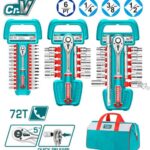 JUEGO DE RACHE 1/4-1/2-3/8" + 57 ACCESORIOS INDUSTRIAL TOTAL (TOS23092)