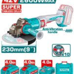 PULIDORA INALAMBRICA 9" INDUSTRIAL  42V 2600W INCLUYE  2 BATERIAS  4.0 AH, CARGADOR Y 10 DISCOS, MOTOR SIN ESCOBILLAS SUPER TABLESS CELLS (UTAGLI4260182)