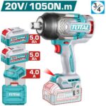 Pistola Impacto Inalambrica 3/4" 20V 1050NM Incluye 2 Baterias 5.0AH  y 1  Cargador  Industrial Super Total (UTIWLI201056)