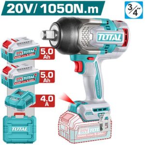 Pistola Impacto Inalambrica 3/4" 20V 1050NM Incluye 2 Baterias 5.0AH y 1 Cargador Industrial Super Total (UTIWLI201056)