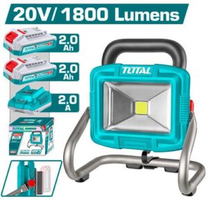 Reflector Recargable 20V 1800 Lumenes Incluye 2 Baterias 2.0AH y 1 Cargador Industrial Total (UTWLI20259)