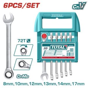 Llave Mixta con Rache  8 - 17 MM Juego x 6 Pzs  Industrial Super Total (THT103RK066)