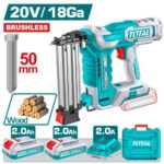 CLAVADORA INALAMBRICA MADERA 50MM 20V INCLUYE 2  BATERIAS 2.0AH , CARGADOR Y ACCESORIOS  INDUSTRIAL SUPER  TOTAL  (UTCBNLI500857)