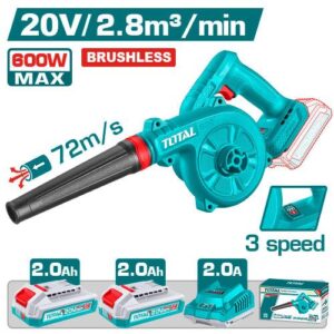 Sopladora Inalambrica 20V 600W Capacidad de Soplado: 0-2.8M3/MIN 3 Velocidades Incluye 2 Baterias 2.0AH y 1 Cargador Industrial Super Total (UTABLI20682)