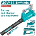 SOPLADORA INALAMBRICA 20V  CAPACIDAD DE SOPLADO: 11.5M3/MIN  V/VARIABLE BATERIA Y CARGADOR NO INCLUIDO  INDUSTRIAL SUPER  TOTAL (TABLI20508)