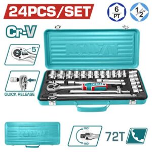 Rache con Copas  1/2" x 24 Pzs Industrial Super Total (THT121242)