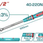 TORQUIMETRO 1/2" 40-220NM TOLERANCIA DE TORQUE ±3% INDUSTRIAL TOTAL (THPTW1220N6)