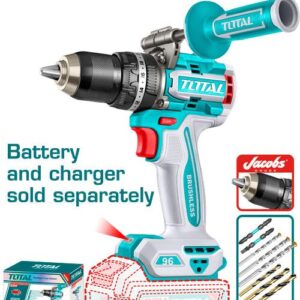Taladro de Impacto Inalambrico 1/2 96NM 20V Incluye Mango Auxiliar y Accesorios, Bateria  Cargador Se Vende por Separado, Industrial Super  Total (TIDLI209687)