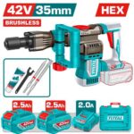 DEMOLEDOR SDS HEX INALAMBRICO 42V 18J INCLYE  2 BATERIAS 2.5AH, 1 CARGADOR  Y ACCESORIOS INDUSTRIAL SUPER TOTAL (UTDBLI423582)