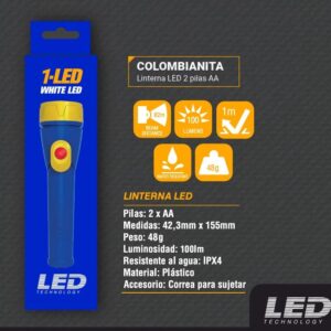 Linterna Tronex Colombianita 1 LED 100 Lumenes Plastica (Pila AA) (TRL25LR6PLBL)