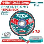 Disco Corte Metal/Acero Inoxidable 4-1/2" (Pqt por 15 Unds) Total (TAC1015115)