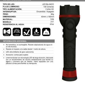 Linterna Tronex 1 LED 100 Lumenes Encauchetado Negro (Pila AA) (TRL20LR6CAN)